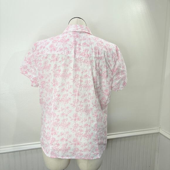 Duck Head Size 1X Top Vintage Floral Cotton Button Up Cottage Country Western - Picture 2 of 14